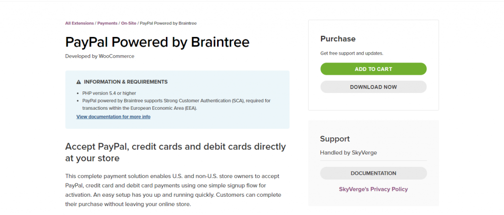 Paypal powered by Braintree